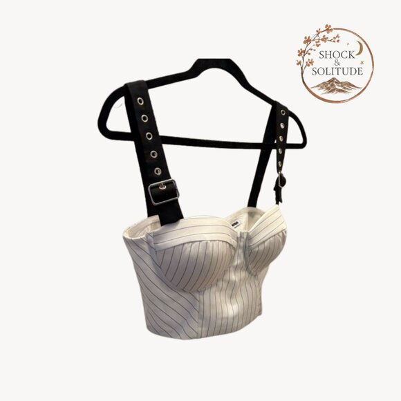 Fashion Nova Tops - Pinstripe Bustier Crop Top w/ Adjustable Straps [Never Worn]